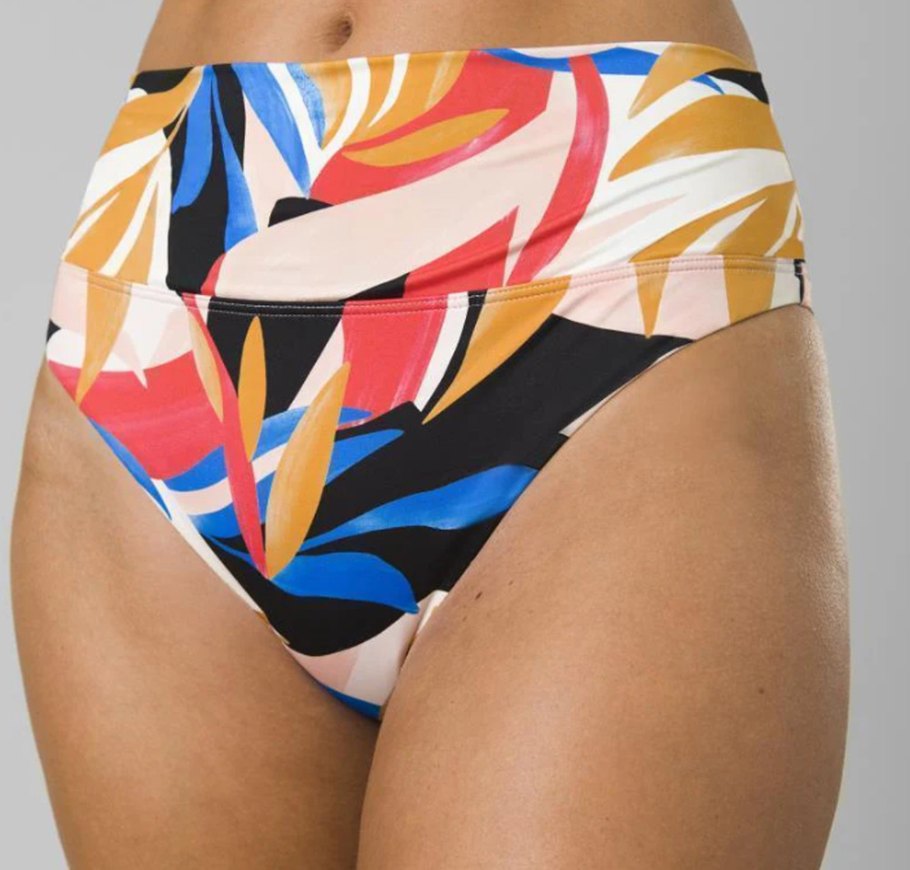 PRANA Women's Aurelia Bikini Bottom XL Pink Tropics Floral High Waist NWT